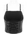 Devil Fashion Black Gothic Punk Rivet Spaghetti Strap Tank Top for Women