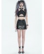 Devil Fashion Black Gothic Punk Buckle Cutout Crop Top for Women