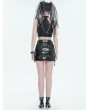 Devil Fashion Black Gothic Punk Buckle Cutout Crop Top for Women