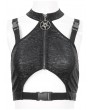 Devil Fashion Black Gothic Punk Buckle Cutout Crop Top for Women