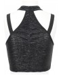 Devil Fashion Black Gothic Punk Buckle Cutout Crop Top for Women