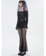 Devil Fashion Black Gothic Punk Holes Off-the-Shoulder Long Sleeve T-Shirt for Women
