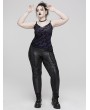 Punk Rave Black Gothic Punk Symmetrical Slim Fit Long Leather Plus Size Pants for Women