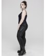 Punk Rave Black Gothic Punk Symmetrical Slim Fit Long Leather Plus Size Pants for Women