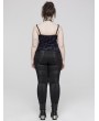 Punk Rave Black Gothic Punk Symmetrical Slim Fit Long Leather Plus Size Pants for Women