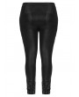 Punk Rave Black Gothic Punk Symmetrical Slim Fit Long Leather Plus Size Pants for Women