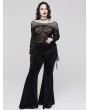 Punk Rave Black Gothic Vintage Dark Texture Jacquard Plus Size Long Flare Pants for Women