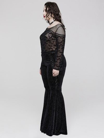 Punk Rave Black Gothic Vintage Dark Texture Jacquard Plus