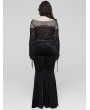 Punk Rave Black Gothic Vintage Dark Texture Jacquard Plus Size Long Flare Pants for Women