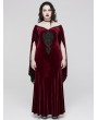 Punk Rave Red Vintage Gothic Gorgeous Velvet Lace Applique Plus Size Long Party Dress