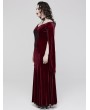 Punk Rave Red Vintage Gothic Gorgeous Velvet Lace Applique Plus Size Long Party Dress