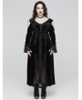 Punk Rave Black Gothic Cold Shoulder Velvet Long Floral Lace Plus Size Dress