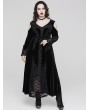 Punk Rave Black Gothic Cold Shoulder Velvet Long Floral Lace Plus Size Dress