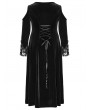 Punk Rave Black Gothic Cold Shoulder Velvet Long Floral Lace Plus Size Dress