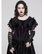 Punk Rave Black and Violet Gorgeous Velvet Gothic Printing Plus Size Underbust Corset Waistband