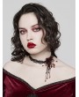 Punk Rave Black and Red Gothic Exquisite Lace Blood Drop Pendant Choker