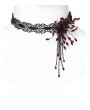 Punk Rave Black and Red Gothic Exquisite Lace Blood Drop Pendant Choker