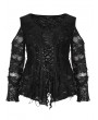 Punk Rave Black Gothic Lace Long Sleeves Sexy Daily Plus Size T-Shirt for Women