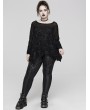 Punk Rave Black Gothic Punk Ragged Mesh Long Sleeve Plus Size T-Shirt for Women