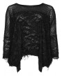 Punk Rave Black Gothic Punk Ragged Mesh Long Sleeve Plus Size T-Shirt for Women