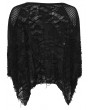 Punk Rave Black Gothic Punk Ragged Mesh Long Sleeve Plus Size T-Shirt for Women