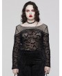 Punk Rave Black Gothic Bat Mesh Long Sleeve Daily Plus Size T-shirt for Women