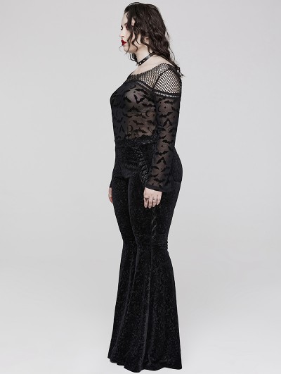 PUNK RAVE ブラウス　XS Women's Plus Size Gothic Rose Lace Splice Flarerd Pants