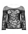 Punk Rave Black Gothic Bat Mesh Long Sleeve Daily Plus Size T-shirt for Women
