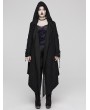 Punk Rave Black Gothic Decadent Layered Hooded Long Plus Size Trench Coat for Women