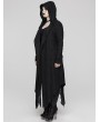 Punk Rave Black Gothic Decadent Layered Hooded Long Plus Size Trench Coat for Women