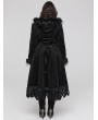 Punk Rave Black Gothic Gorgeous Fur Long Hooded Winter Plus Size Coat for Women