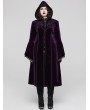 Punk Rave Black and Violet Vintage Gothic Gorgeous Velvet Plus Size Long Hooded Coat for Women