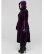 Punk Rave Black and Violet Vintage Gothic Gorgeous Velvet Plus Size Long Hooded Coat for Women