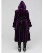 Punk Rave Black and Violet Vintage Gothic Gorgeous Velvet Plus Size Long Hooded Coat for Women