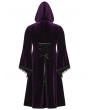 Punk Rave Black and Violet Vintage Gothic Gorgeous Velvet Plus Size Long Hooded Coat for Women