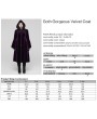 Punk Rave Black and Violet Vintage Gothic Gorgeous Velvet Plus Size Long Hooded Coat for Women
