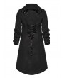 Punk Rave Black Vintage Gothic Single Breasted Lapel Long Plus Size Coat for Women