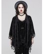 Punk Rave Black Gothic Embossed Velvet Tassel Plus Size Shawl for Women