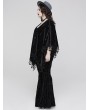 Punk Rave Black Gothic Embossed Velvet Tassel Plus Size Shawl for Women