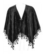 Punk Rave Black Gothic Embossed Velvet Tassel Plus Size Shawl for Women