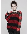 Punk Rave Black and Red Stripe Gothic Decayed Pullover Plus Size Sweater for Women