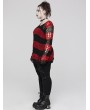 Punk Rave Black and Red Stripe Gothic Decayed Pullover Plus Size Sweater for Women