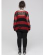 Punk Rave Black and Red Stripe Gothic Decayed Pullover Plus Size Sweater for Women