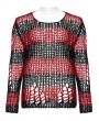 Punk Rave Black and Red Stripe Gothic Decayed Pullover Plus Size Sweater for Women