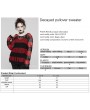 Punk Rave Black and Red Stripe Gothic Decayed Pullover Plus Size Sweater for Women