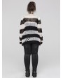 Punk Rave Black and White Stripe Gothic Decayed Pullover Plus Size Sweater for Women