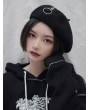 Black Gothic Punk Street Fashion O-Ring Zipper Hat