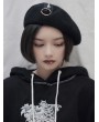 Black Gothic Punk Street Fashion O-Ring Zipper Hat