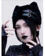 Black Gothic Punk Buckle Cat Ear Plush Hat