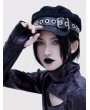 Black Gothic Punk Fashion Metal Eyelet Buckle Hat